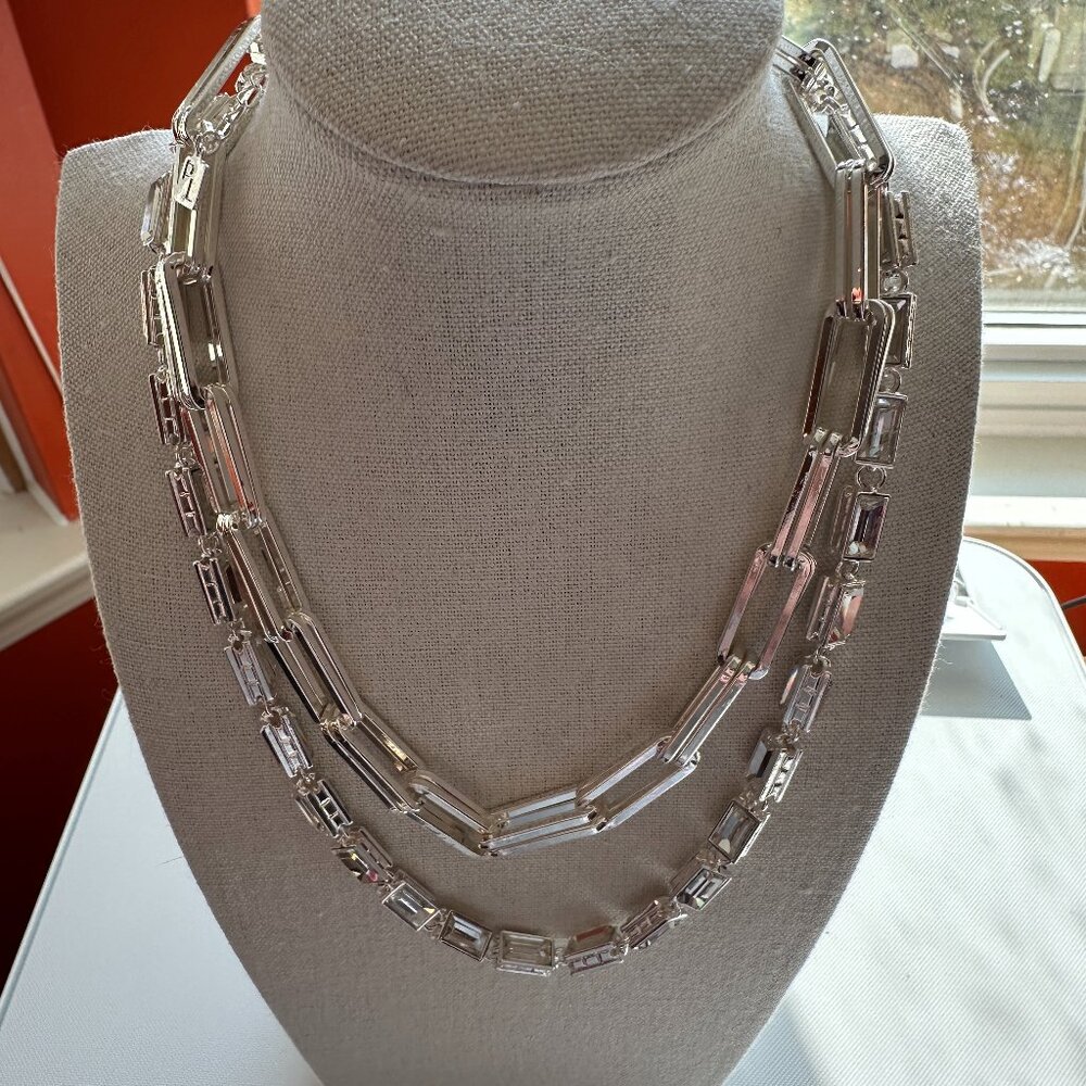 Park Lane Jewelry Soiree necklace NEW! chunky white-silver chain crystal chain!